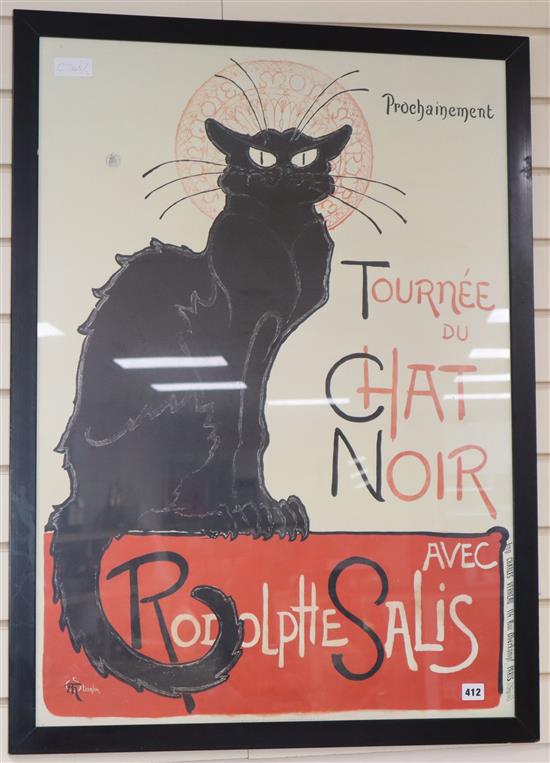 A Tournee du Chat Noir poster designed by Steinlen, 90 x 65cm.